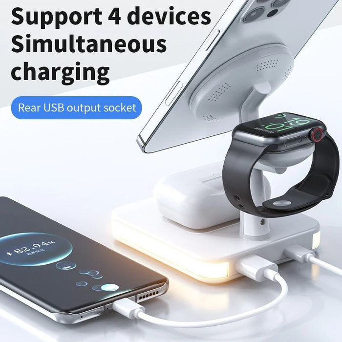 30W 4-in-1 Wireless Charger Lamp - Magnetic Fast Charging Dock for iPhone 12, 13, 14 Pro Max Mini, Apple Watch, AirPods - Perfect for Tech-Savvy Apple Users - Shopsta EU