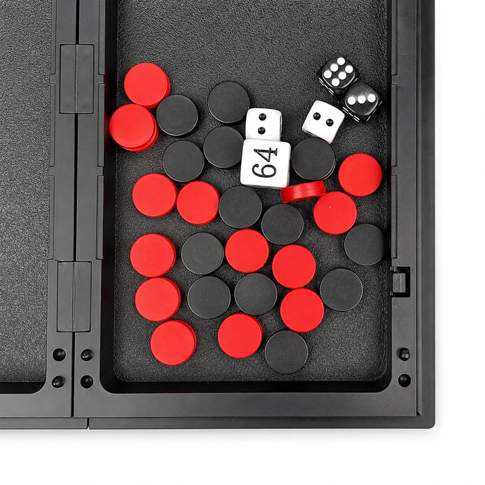 25×25cm Folding Magnetic Backgammon Board – Portable Travel Game