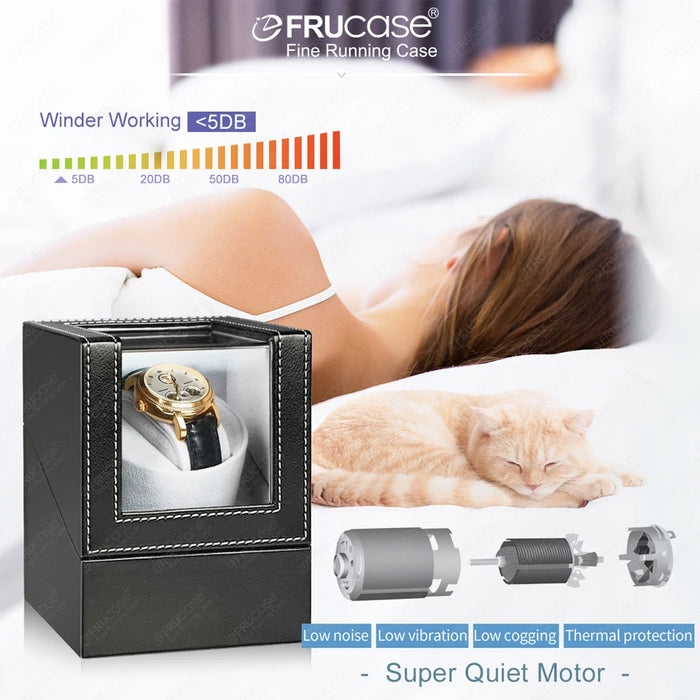 PU Watch Winder for Automatic Watches — 1 or 2 Watch, 2 Rotation Modes
