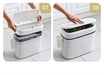 14L Press-Top Waterproof Bathroom Waste Bin — White PP Plastic