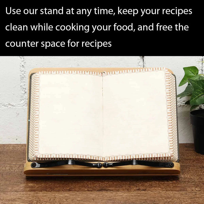 Bamboo Adjustable Book Stand – Portable Folding Book & Cookbook Holder 28×20cm