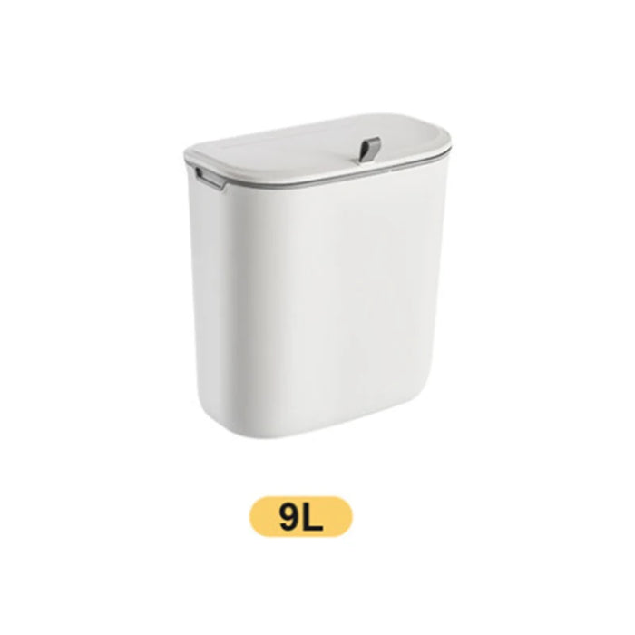 7L/9L Wall-Mounted Lidded Bin for Cabinet Door — Hanging Paper Basket for Kitchen, Bathroom & Living Room