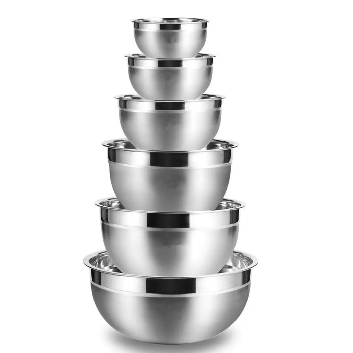 Stainless Steel Nesting Mixing Bowls — Non-Slip Whisking Set (6-piece)