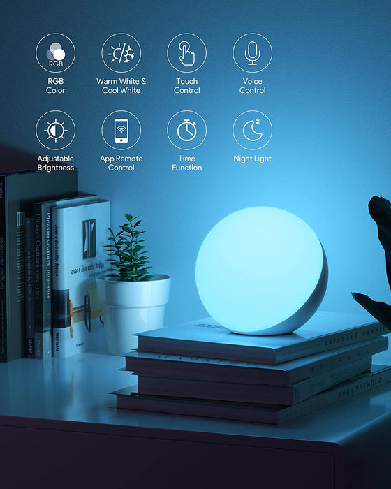Smart bordlampe dæmpbar skrivebordslampe - App-/stemmestyret, LED RGB, farveskiftende, touchlampe med UK-stik - Ideel til moderne smarte hjem og teknologientusiaster