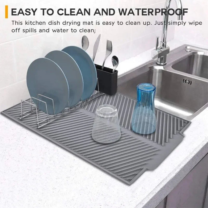 Silicone Drain & Drying Mat – Non‑Slip, Heat‑Resistant Dish Pad