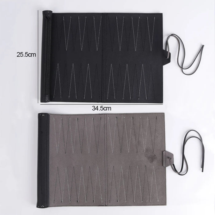 Roll-up Backgammon Set — Portable Foldable PU Leather Travel Board