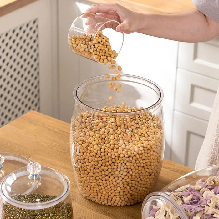 Airtight Clear Plastic Food Canister – 2.2 / 3.8 / 6.5L Flour, Cookie & Candy Jar with Lid