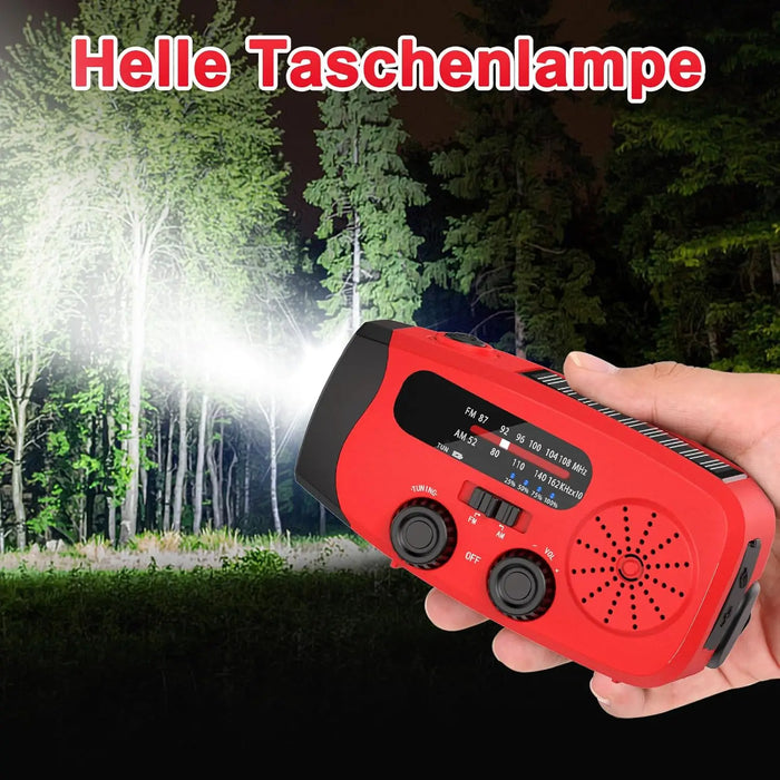 2000mAh Rechargeable Hand‑Crank Emergency Radio with LED SOS and USB Charger