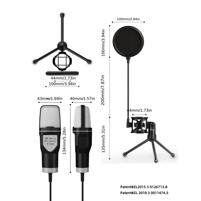 USB Condenser Microphone Kit for PC & Laptop — Desktop Streaming, Podcasting and Gaming