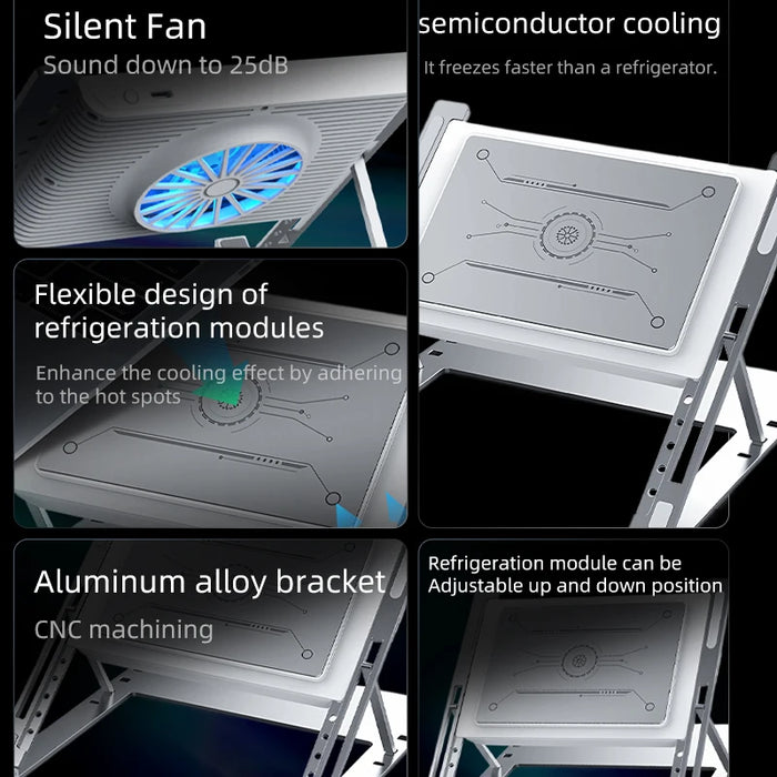 Semiconductor Laptop Cooler – Aluminium Gaming Base, Multi‑Speed, 12–18 inch