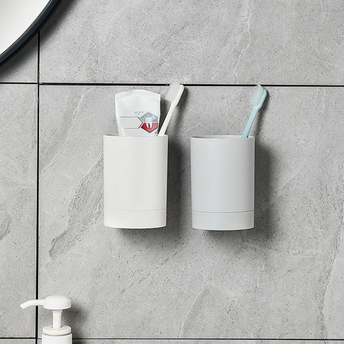 Drill-Free Wall-Mounted Toothbrush & Toothpaste Holder with Removable Cup
