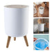 7L Round Wood‑Grain Press Dustbin with Legs