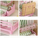 2-Tier Metal Dish Drying Rack with Drainboard — No Assembly, Foldable (Pink)