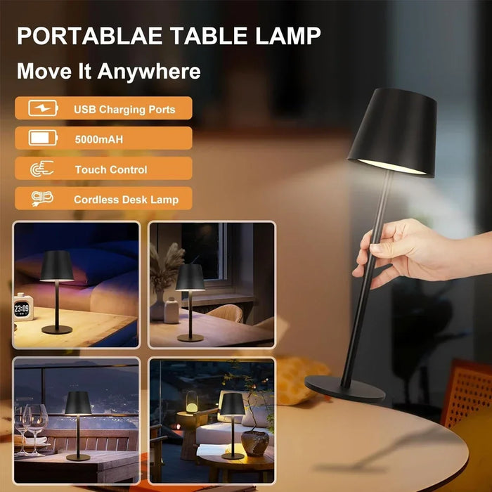 Lampada da scrivania ricaricabile a LED - Lampade da tavolo con interruttore touch, 3 modalità colore, funzione dimmerabile - Ideale per camera da letto, soggiorno, bar e illuminazione decorativa per cena
