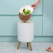 7L Round Wood‑Grain Press Dustbin with Legs