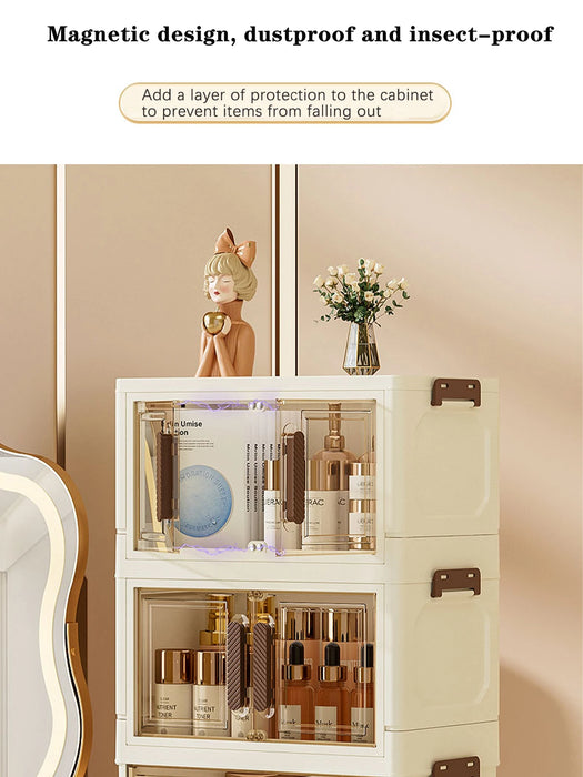 Foldable Transparent Drawer Cosmetic Organiser — Dustproof Multi‑Layer Makeup Storage