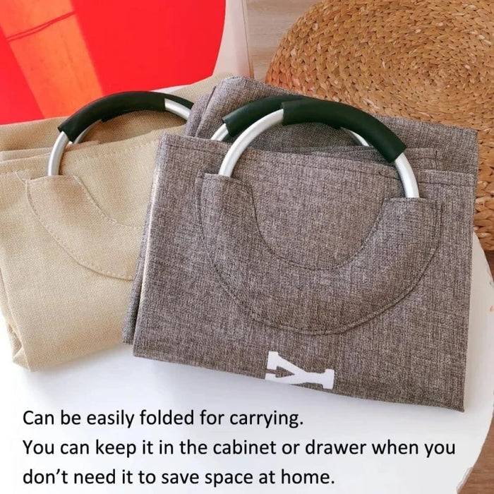 Collapsible Linen Laundry Basket – Waterproof Foldable Hamper with Handles (CT2000)