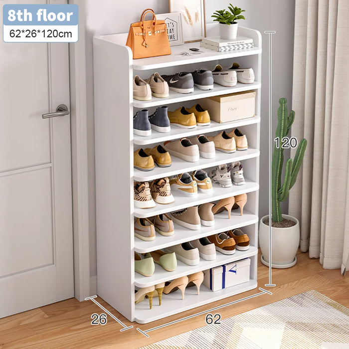 5/7/8-Tier Freestanding Shoe Rack — White MDF Organiser for Entryway