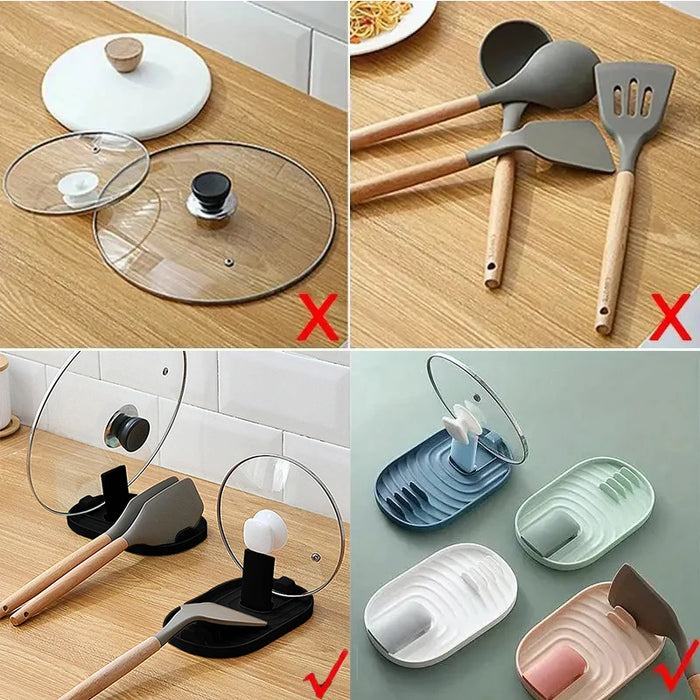 Nordic Style Pot Lid & Spoon Holder — Foldable Heat‑Resistant Rack (1 or 2pcs)