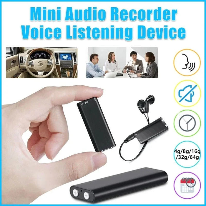 32GB Mini Voice Recorder – Voice-Activated Dictaphone & MP3 Player