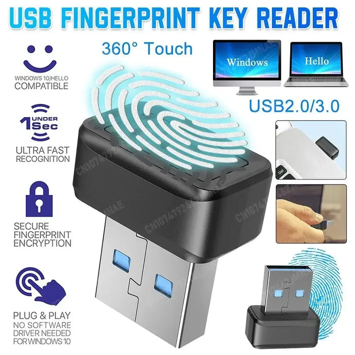 USB Fingerprint Key — Biometric Security Dongle for Windows Hello (USB)