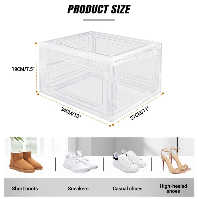 Clear Magnetic Stackable Shoe Boxes — 6/9/12 Pack, Flip-Front Organisers