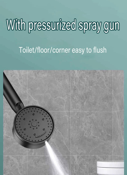 8-Mode High-Pressure Black Handheld Shower Head — Water-Saving, Fall-Resistant