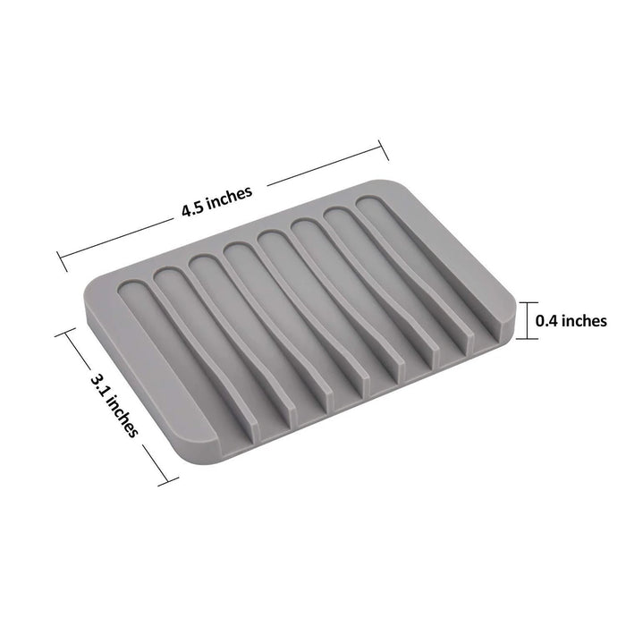 Silicone Self-Draining Soap Dish — Anti-Slip Soap Holder (11.5×8×1cm)