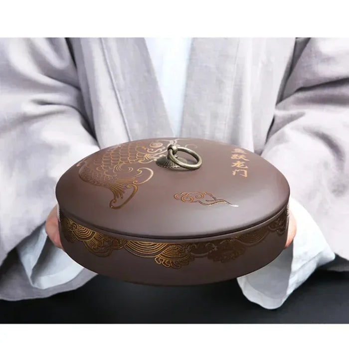 Purple Clay Ceramic Tea Caddy – 18 x 10 cm Sealed Coffee & Candy Canister