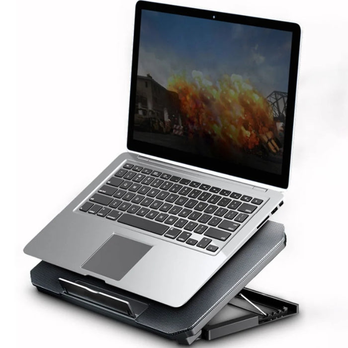 Portable Adjustable Laptop Cooling Pad – USB-Powered Metal Mesh Cooler with LED