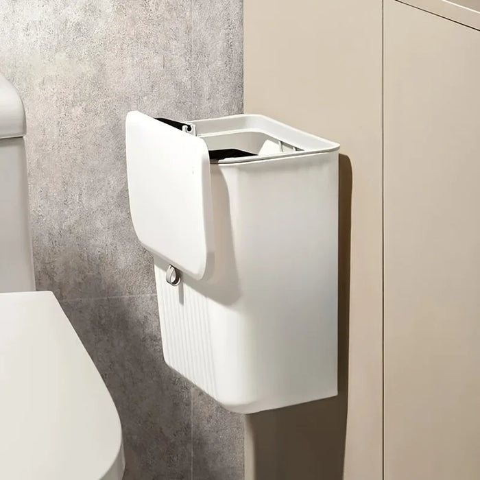 Space-Saving Wall-Mounted Kitchen Bin — Durable Plastic, White or Yellow