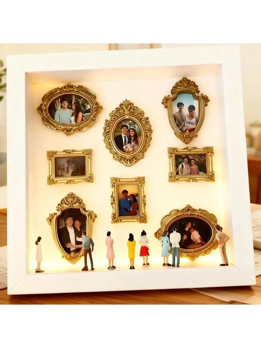 DIY Mini Museum Silhouette Box – Creative Memory Display Kit with Miniature Statues & Gold Frames