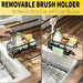 Kitchen Sink Sponge Holder – Auto-Draining Plastic Sink Caddy with Removable Brush Holder