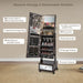 Free-standing Jewellery Cabinet — 3‑Colour LED Lights, Lockable, Full‑Length Mirror, Drawers & Wheels
