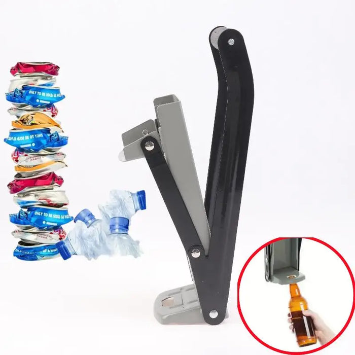 Heavy-Duty Metal Can Crusher for 12oz & 16oz Cans — Wall-Mount Can Smasher with Bottle Opener