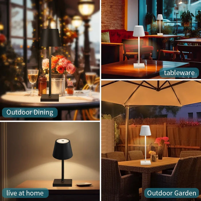 Lampada da Tavolo a LED - Ricaricabile tramite USB, Impermeabile, Senza Fili con Touch per Bar, Ristorante, Camera d'Hotel - Soluzione di Illuminazione Ambientale Ideale per l'Industria dell'Ospitalità