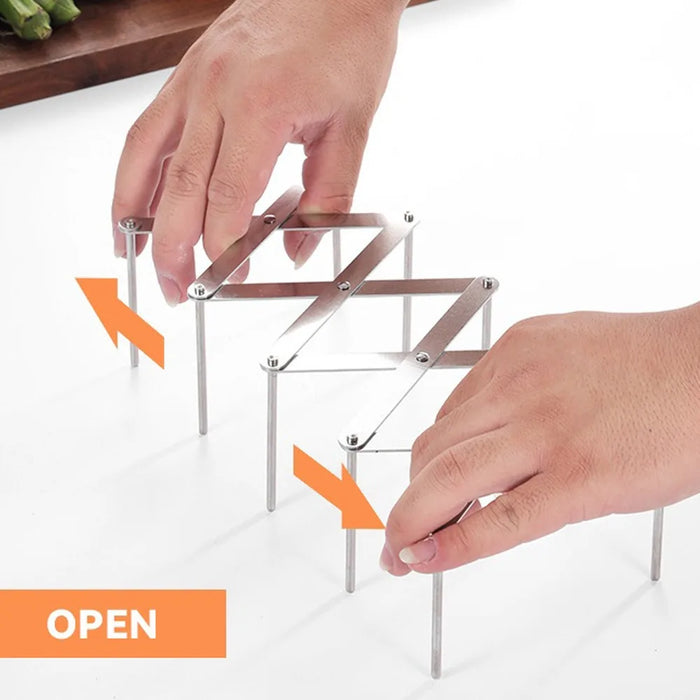 Retractable Stainless Steel Pot Lid Rack — Adjustable Foldable Kitchen Organiser