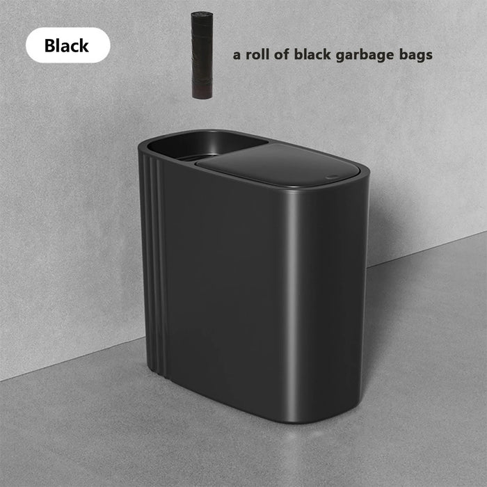 Large-capacity Oval Rubbish Bin with Press Lid — Odour-sealing PP Bin for Home