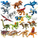 Jurassic Dinosaur Building Blocks - Velociraptor, Triceratops, Indominus & T‑Rex Models