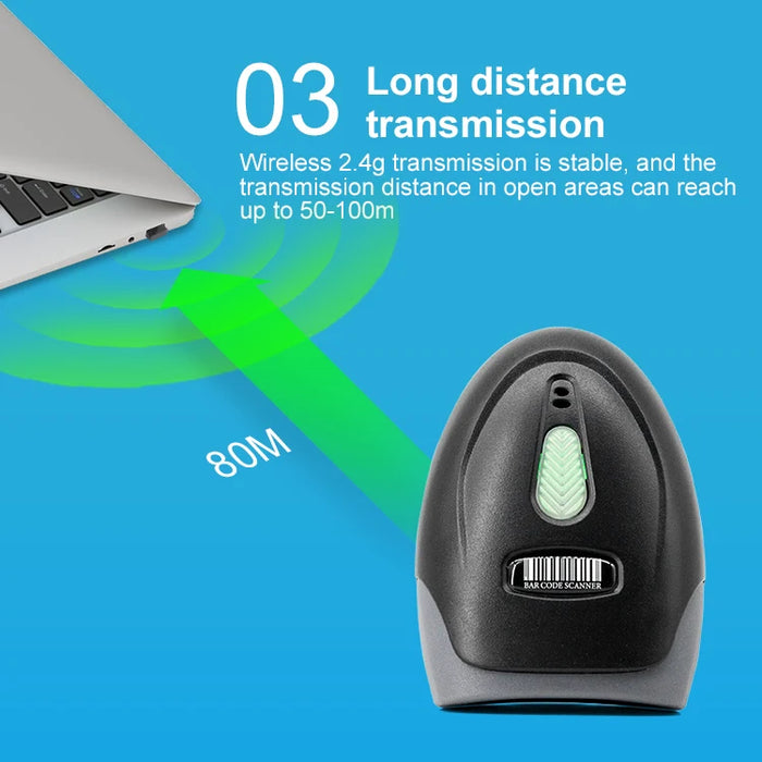 U20 1D/2D Handheld Barcode & QR Scanner — USB · 2.4G Wi‑Fi · Bluetooth
