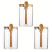 Airtight Glass Jars with Bamboo Lids & Spoons — 18oz (>501ml) — Pack of 1/2/3/4 — Transparent Food Storage for Spices, Beans & Tea
