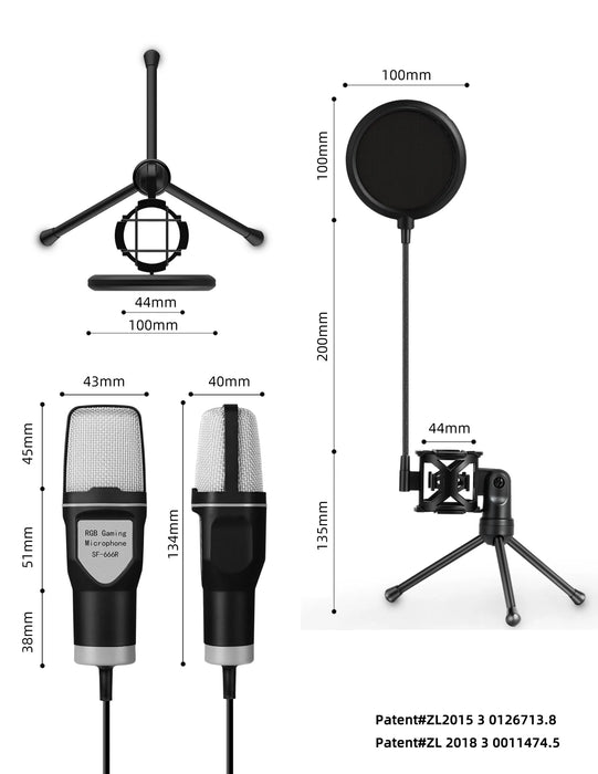 USB Condenser Microphone Kit for PC & Laptop — Desktop Streaming, Podcasting and Gaming