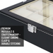 12-Slot Watch Box — Grey PU Leather with Clear Window & Velvet Lining