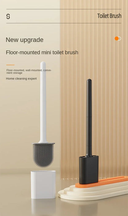 Mini Silicone Toilet Brush Set — Wall‑Mounted or Free‑Standing, Soft Silicone Brush