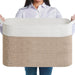 Large Cotton Rope Storage Basket – Foldable Laundry & Blanket Bin (55×38×30cm)
