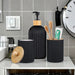 Bathroom Countertop Organiser – Soap Dispenser, Cotton Box & Toothbrush Holder (Plastic & Bamboo)