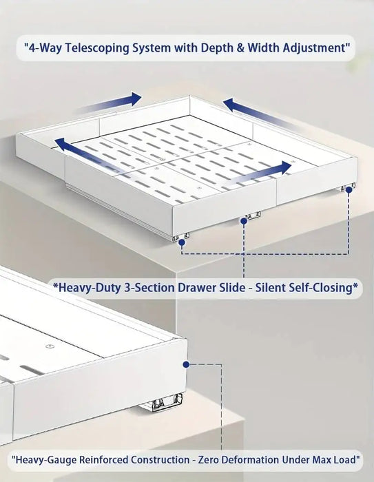 Pull-Out Cabinet Organiser (Expandable 18.5\"-23.5\") — Silent 3-Rail Slide