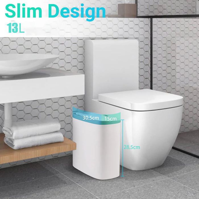 Automatic Touchless Bin with Lid — Motion Sensor, Waterproof Slim Design (13L)