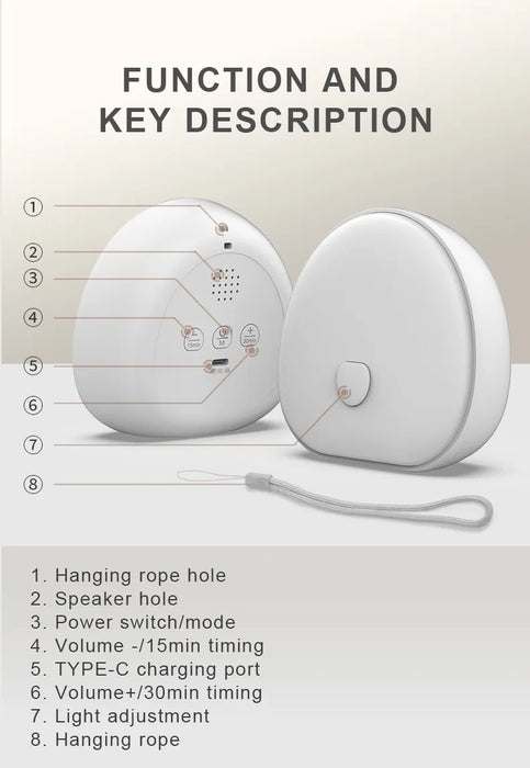 RGB Rechargeable White Noise Night Light — Touchable Sleep Lamp for Baby & Adults