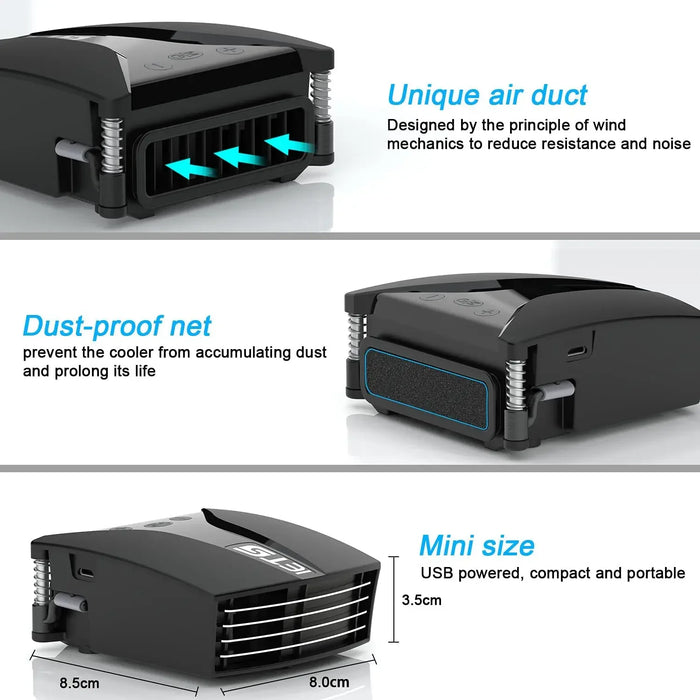 Laptop Fan Cooler – USB Vacuum Heatsink, 13 Speeds with Temperature Display